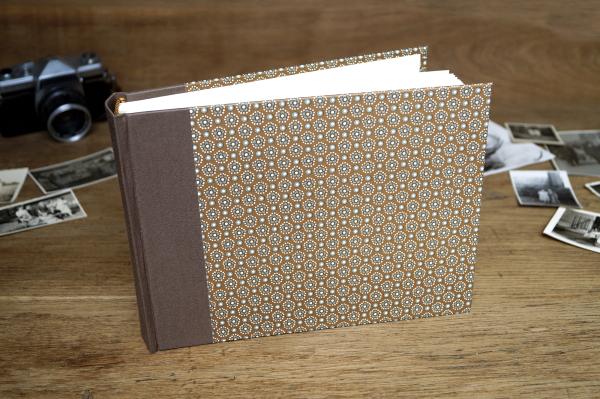 Photo album with floral pattern brown "Gerti", individual album, handmade